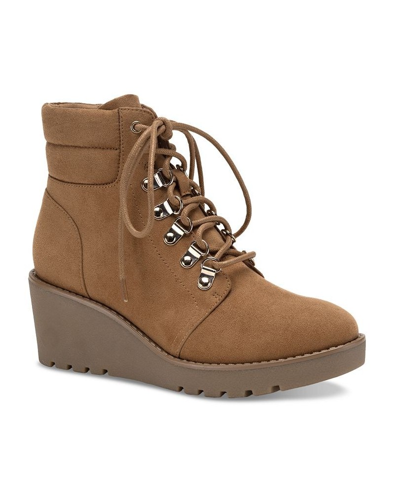 Carmenn Wedge Booties Tan/Beige $22.76 Shoes