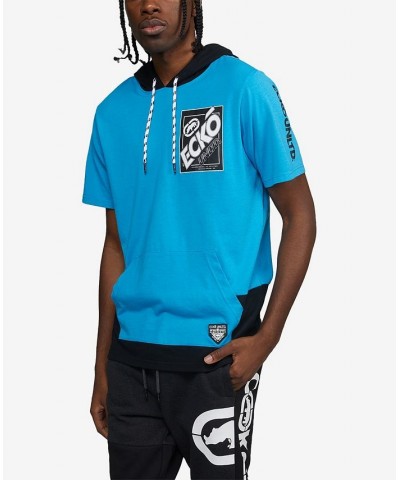 Men's Short Sleeve Taletone Hoodie Blue $32.48 Sweatshirt