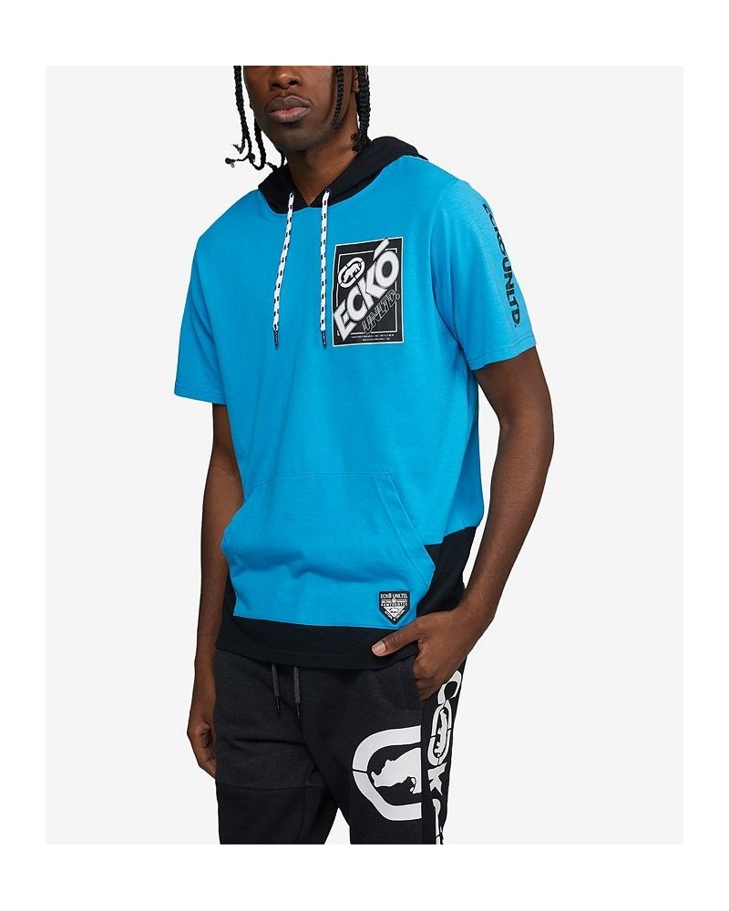 Men's Short Sleeve Taletone Hoodie Blue $32.48 Sweatshirt