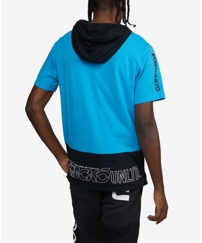 Men's Short Sleeve Taletone Hoodie Blue $32.48 Sweatshirt