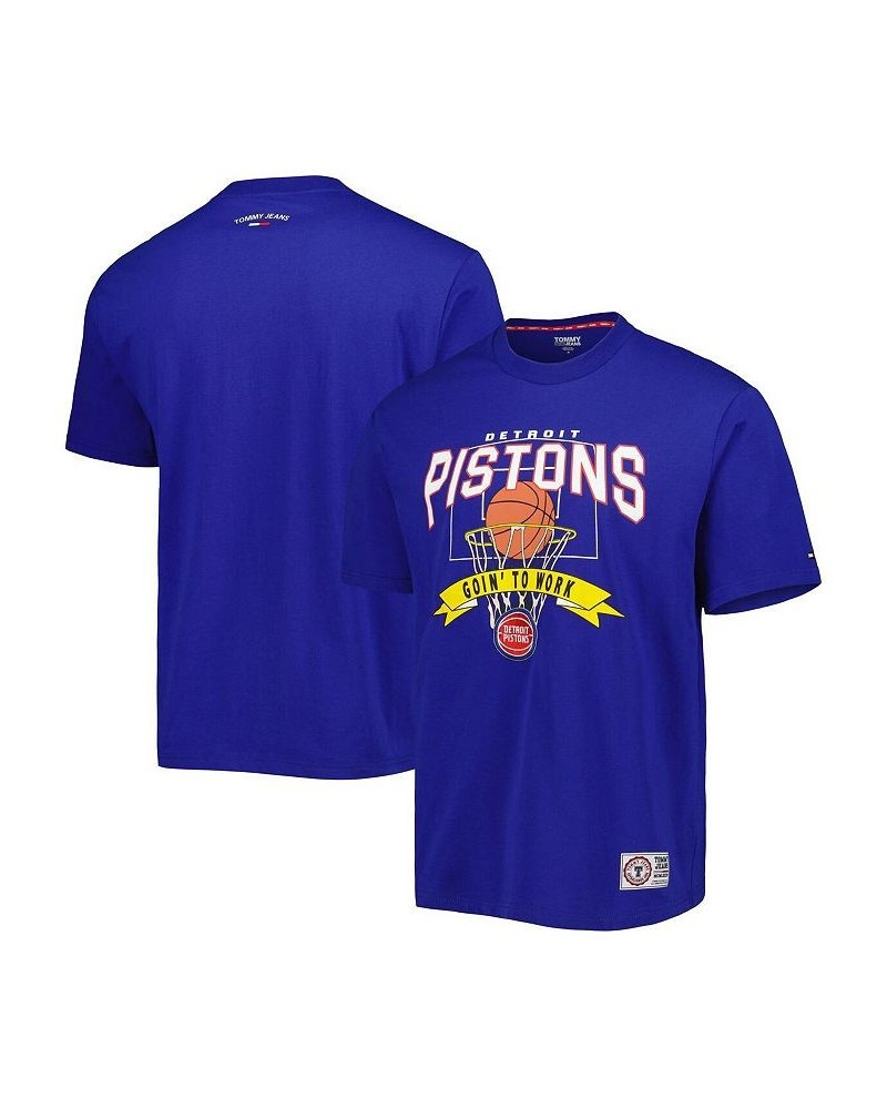 Men's Blue Detroit Pistons Tim Backboard T-shirt $28.04 T-Shirts