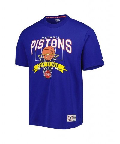 Men's Blue Detroit Pistons Tim Backboard T-shirt $28.04 T-Shirts