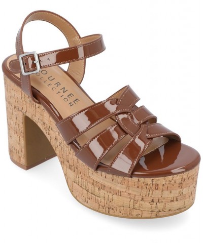 Women's Jania Platform Sandals Brown $33.00 Shoes