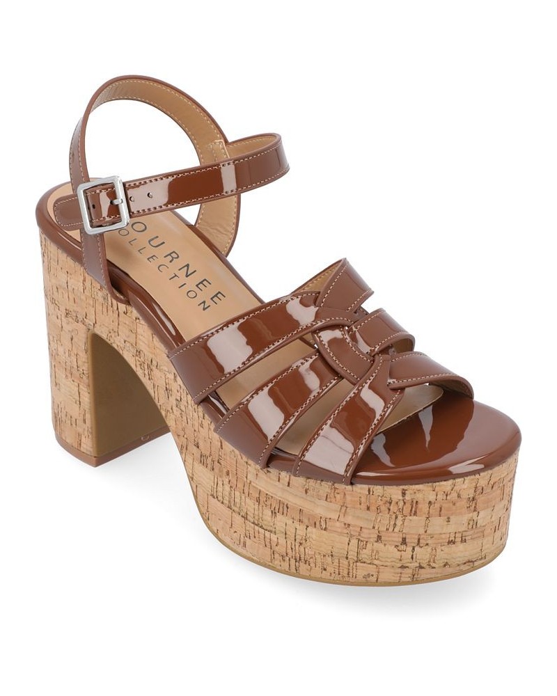 Women's Jania Platform Sandals Brown $33.00 Shoes