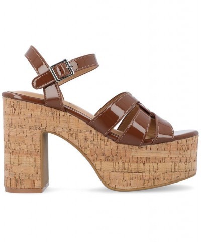 Women's Jania Platform Sandals Brown $33.00 Shoes