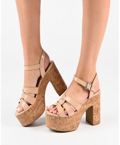 Women's Jania Platform Sandals Brown $33.00 Shoes