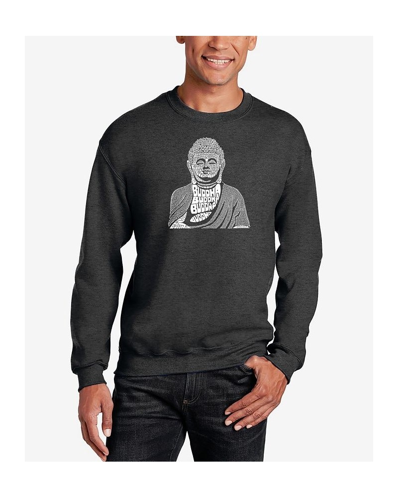 Men's Buddha Word Art Crew Neck Sweatshirt Gray $27.49 Sweatshirt