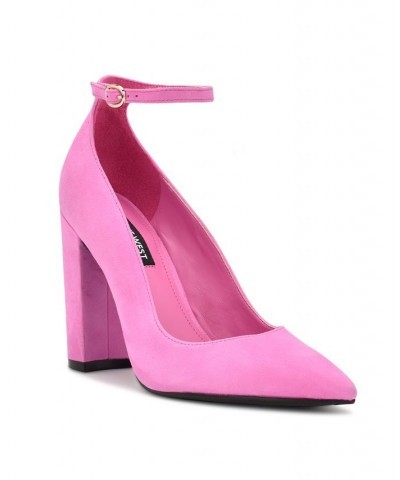 Women's Plana Pointy Toe Ankle Strap Dress Pumps Pink $32.70 Shoes