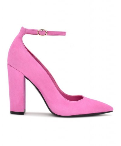 Women's Plana Pointy Toe Ankle Strap Dress Pumps Pink $32.70 Shoes