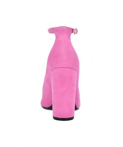 Women's Plana Pointy Toe Ankle Strap Dress Pumps Pink $32.70 Shoes