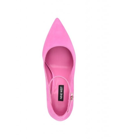 Women's Plana Pointy Toe Ankle Strap Dress Pumps Pink $32.70 Shoes