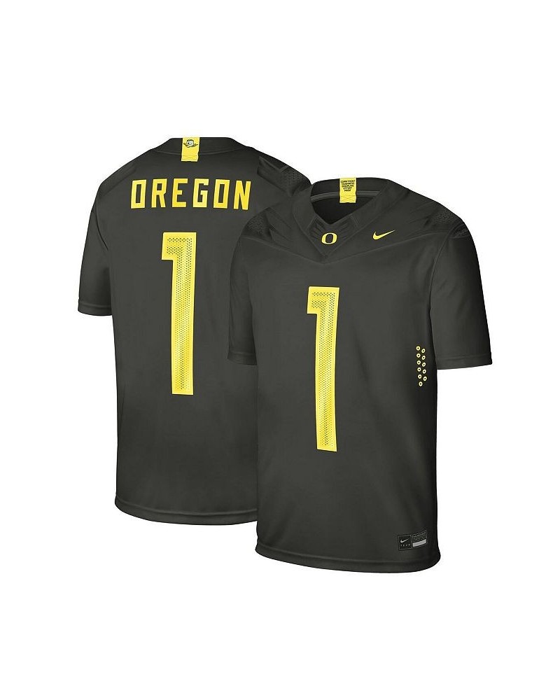 Men's Graphite, Yellow 1 Sequoia Oregon Ducks Alternate Game Jersey $40.25 Jersey