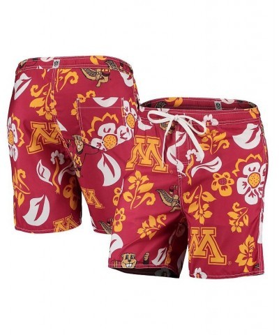 Men's Maroon Minnesota Golden Gophers Floral Volley Logo Swim Trunks $32.90 Swimsuits