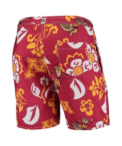 Men's Maroon Minnesota Golden Gophers Floral Volley Logo Swim Trunks $32.90 Swimsuits