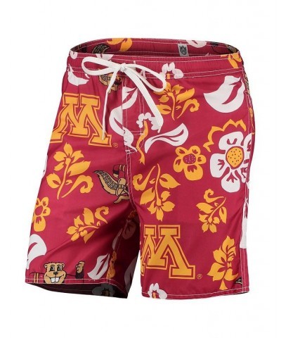 Men's Maroon Minnesota Golden Gophers Floral Volley Logo Swim Trunks $32.90 Swimsuits