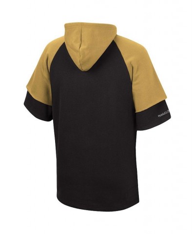 Men's Black New Orleans Saints Home Advantage Raglan Short Sleeve Pullover Hoodie $40.85 Sweatshirt