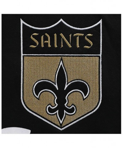 Men's Black New Orleans Saints Home Advantage Raglan Short Sleeve Pullover Hoodie $40.85 Sweatshirt