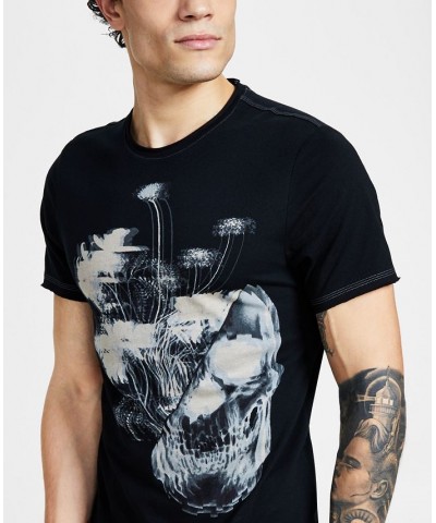 Men's Classic-Fit Floral Skull Graphic T-Shirt Black $10.90 T-Shirts