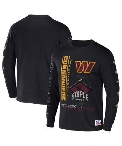 Men's NFL X Staple Black Washington Commanders World Renowned Long Sleeve T-shirt $25.79 T-Shirts