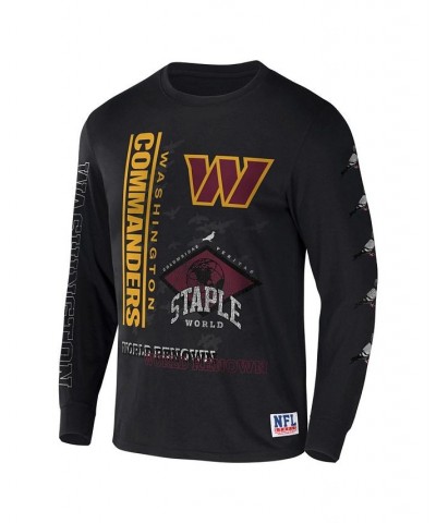 Men's NFL X Staple Black Washington Commanders World Renowned Long Sleeve T-shirt $25.79 T-Shirts