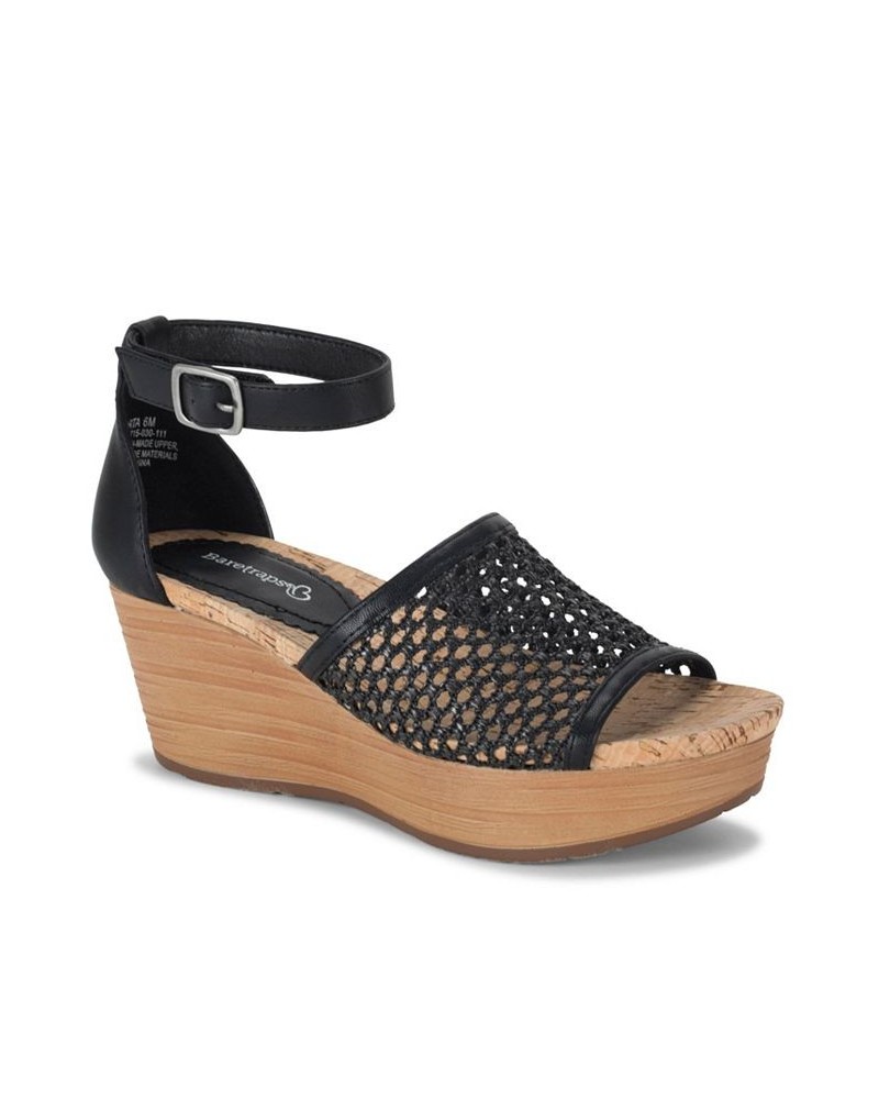 Women's Marta Wedge Sandal Black $49.40 Shoes