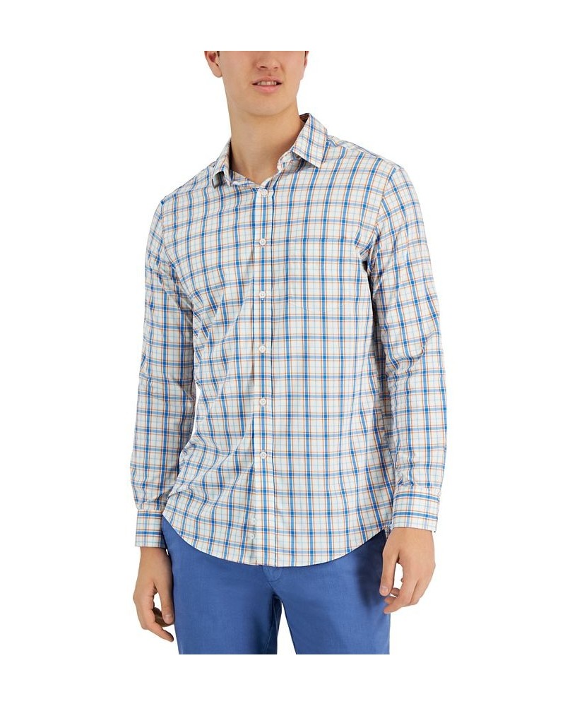 Men's Plaid Tech Woven Button-Up Shirt PD01 $14.63 Shirts