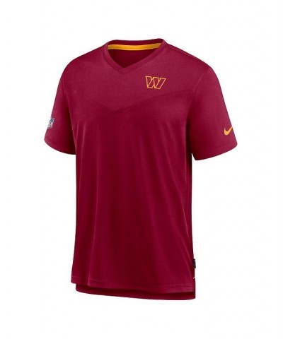 Men's Burgundy Washington Commanders Sideline Coach Chevron Lock Up Logo V-neck Performance T-shirt $21.42 T-Shirts