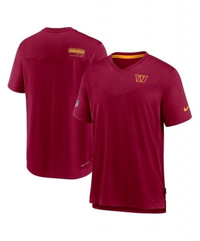 Men's Burgundy Washington Commanders Sideline Coach Chevron Lock Up Logo V-neck Performance T-shirt $21.42 T-Shirts