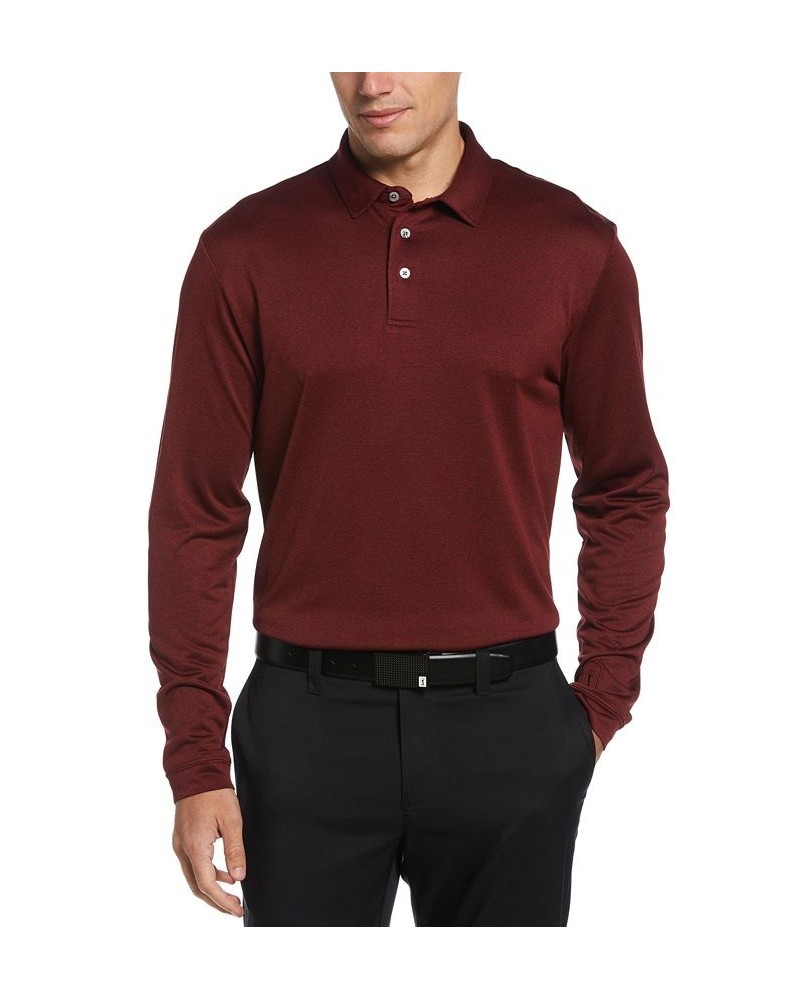 Men's Micro Birdseye Print Long-Sleeve Polo Shirt Dark Carria Rd Heather $27.08 Polo Shirts