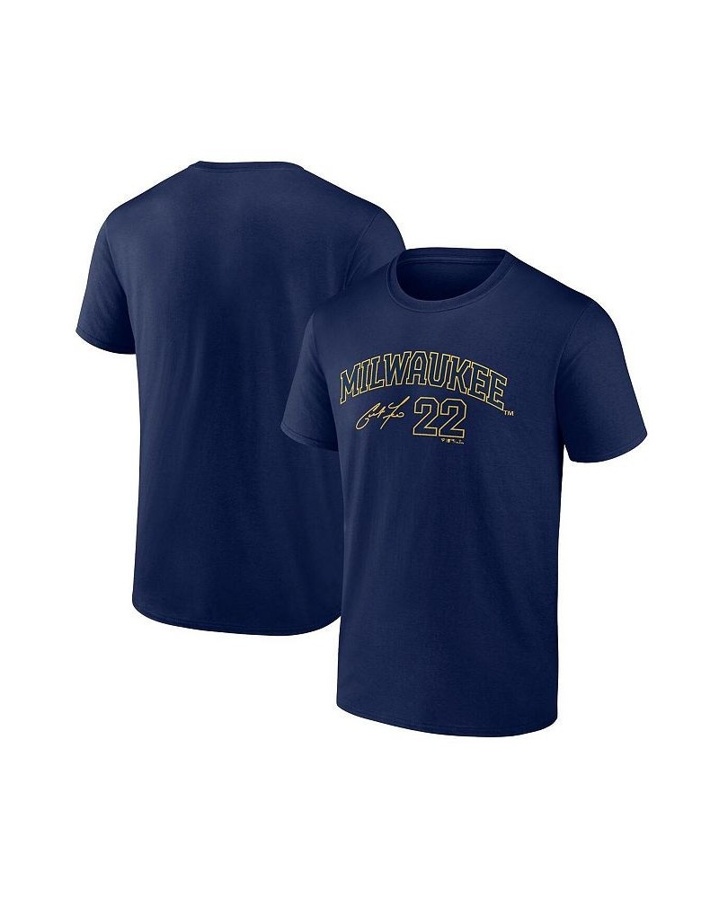 Men's Branded Christian Yelich Navy Milwaukee Brewers Player Name and Number T-shirt $20.89 T-Shirts