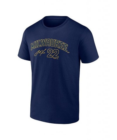 Men's Branded Christian Yelich Navy Milwaukee Brewers Player Name and Number T-shirt $20.89 T-Shirts