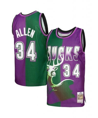 Men's Ray Allen Green, Purple Milwaukee Bucks Hardwood Classics 1996-97 Split Swingman Jersey $52.20 Jersey