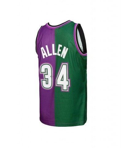 Men's Ray Allen Green, Purple Milwaukee Bucks Hardwood Classics 1996-97 Split Swingman Jersey $52.20 Jersey