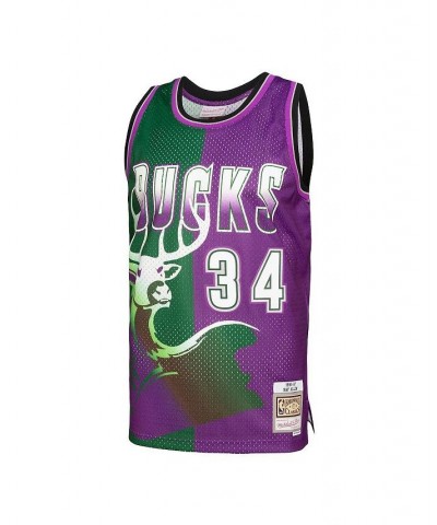 Men's Ray Allen Green, Purple Milwaukee Bucks Hardwood Classics 1996-97 Split Swingman Jersey $52.20 Jersey