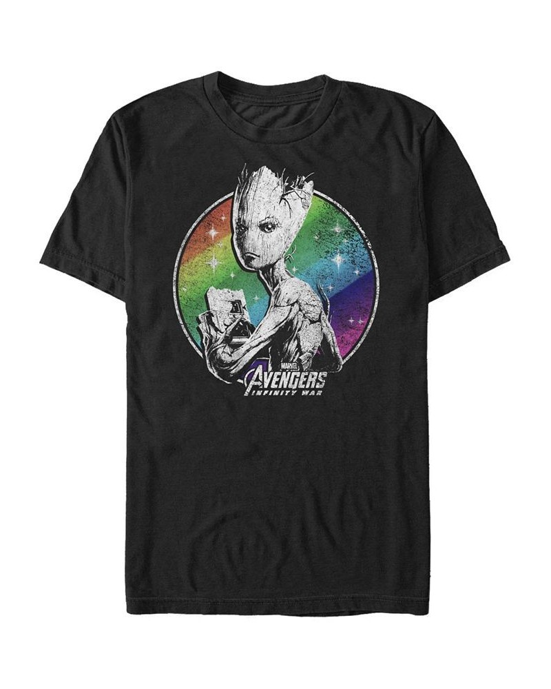 Marvel Men's Avengers Infinity War Rainbow Stars Groot Short Sleeve T-Shirt Black $19.94 T-Shirts