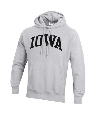 Men's Heathered Gray Iowa Hawkeyes Team Arch Reverse Weave Pullover Hoodie $49.39 Sweatshirt