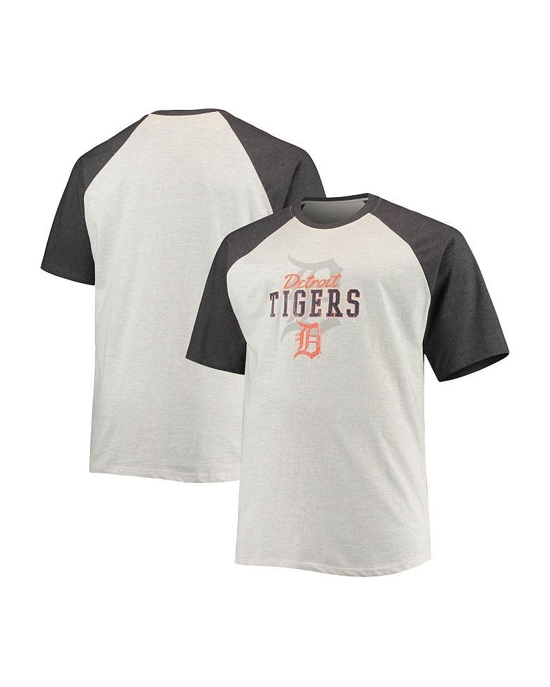 Men's Oatmeal, Heather Charcoal Detroit Tigers Big and Tall Raglan T-Shirt $25.49 T-Shirts