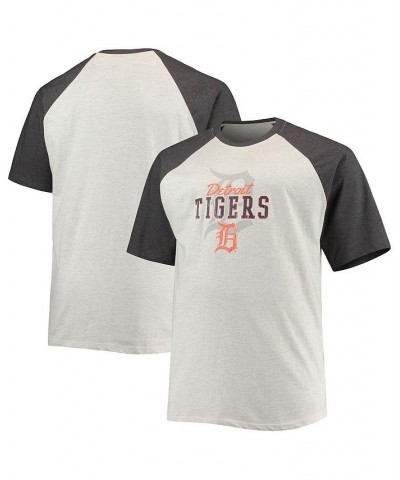 Men's Oatmeal, Heather Charcoal Detroit Tigers Big and Tall Raglan T-Shirt $25.49 T-Shirts