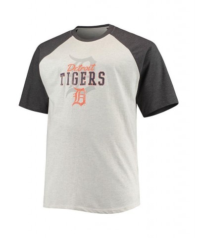 Men's Oatmeal, Heather Charcoal Detroit Tigers Big and Tall Raglan T-Shirt $25.49 T-Shirts