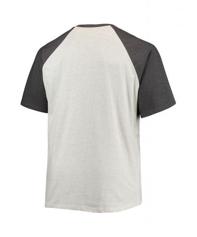 Men's Oatmeal, Heather Charcoal Detroit Tigers Big and Tall Raglan T-Shirt $25.49 T-Shirts