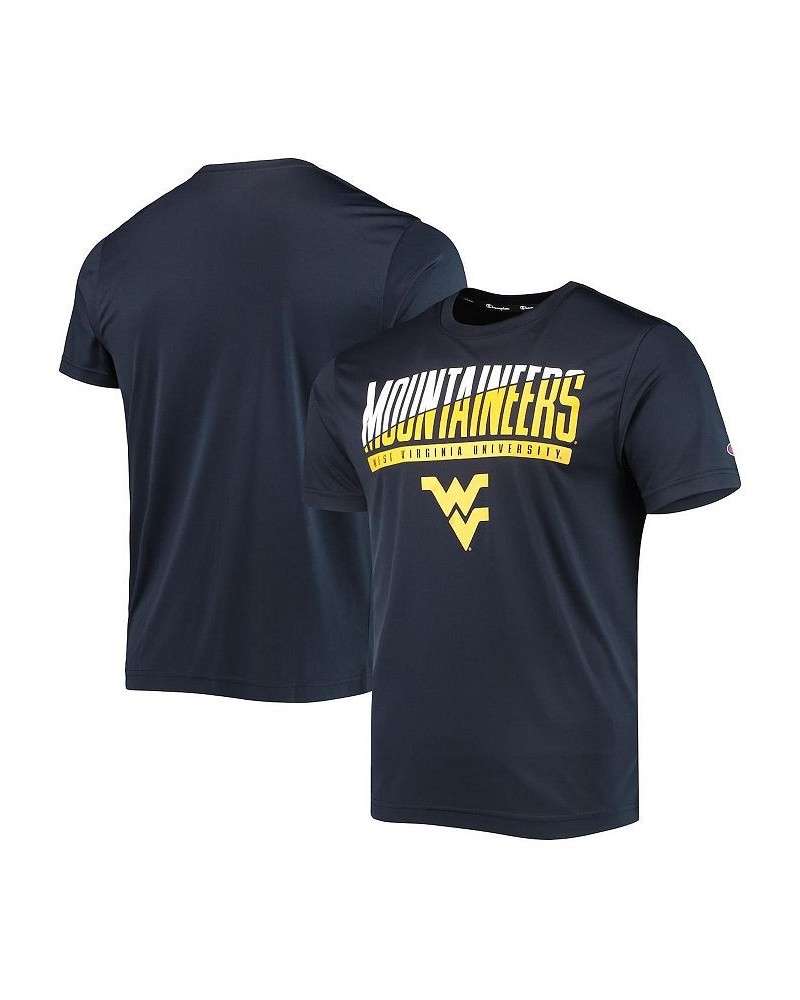 Men's Navy West Virginia Mountaineers Wordmark Slash T-shirt $18.40 T-Shirts