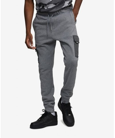 Men's Big and Tall Classic Cargo Pop Fleece Joggers Gray $37.40 Pants