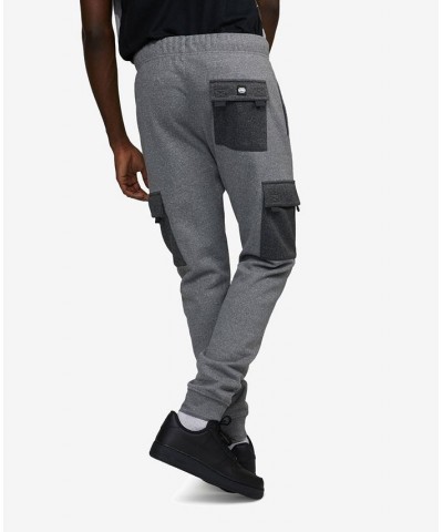 Men's Big and Tall Classic Cargo Pop Fleece Joggers Gray $37.40 Pants