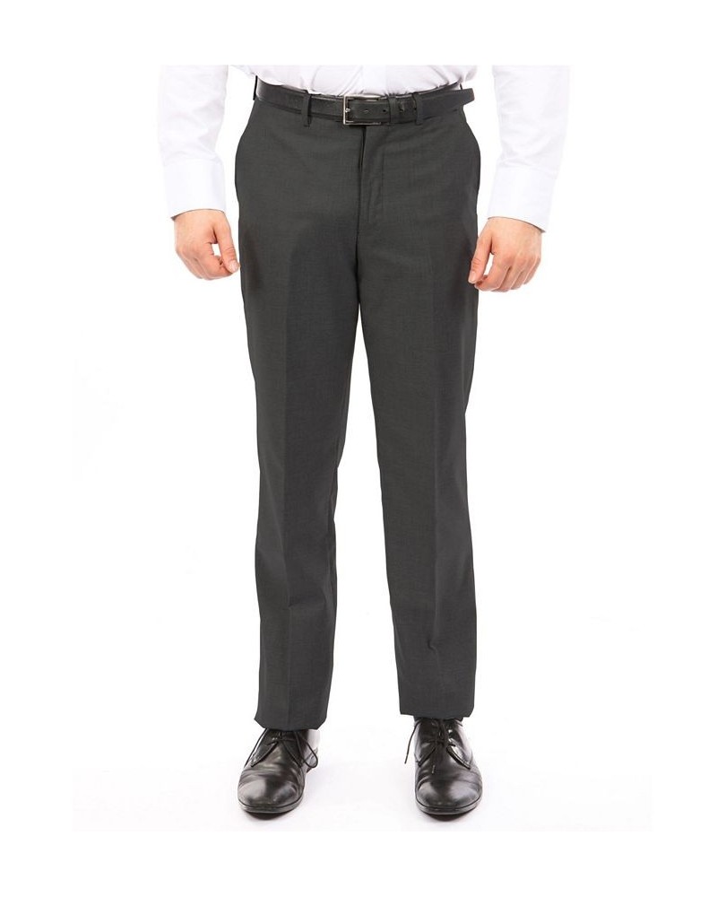 Men's Slim-Fit Flat Front Stretch Dress Pants Gray $21.62 Pants