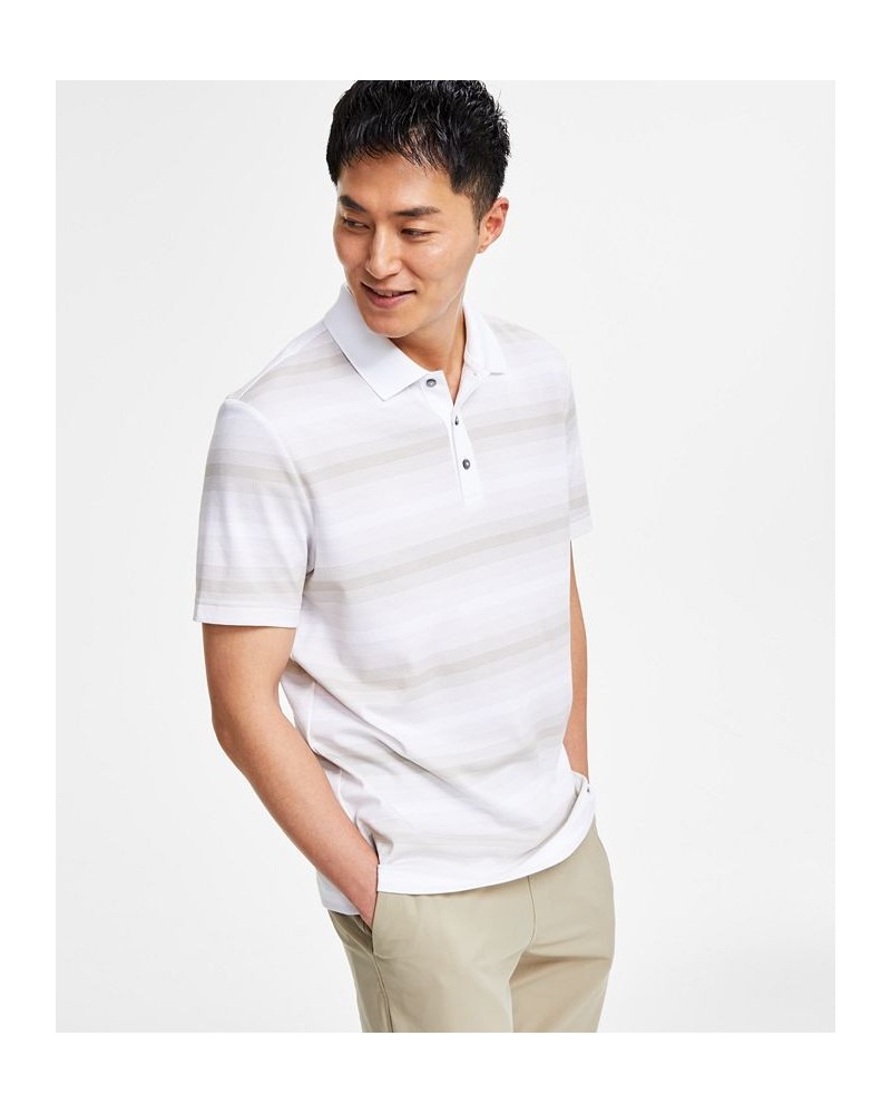 Men's Regular-Fit Supima Knit Interlock Striped Polo Shirt White $17.27 T-Shirts