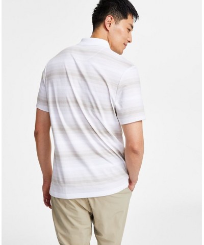 Men's Regular-Fit Supima Knit Interlock Striped Polo Shirt White $17.27 T-Shirts