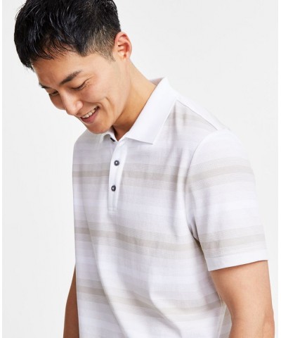 Men's Regular-Fit Supima Knit Interlock Striped Polo Shirt White $17.27 T-Shirts