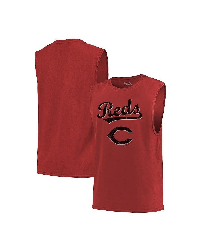 Men's Threads Red Cincinnati Reds Softhand Muscle Tank Top $21.00 T-Shirts