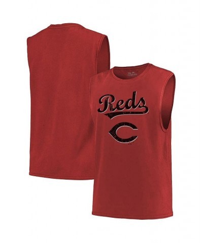 Men's Threads Red Cincinnati Reds Softhand Muscle Tank Top $21.00 T-Shirts