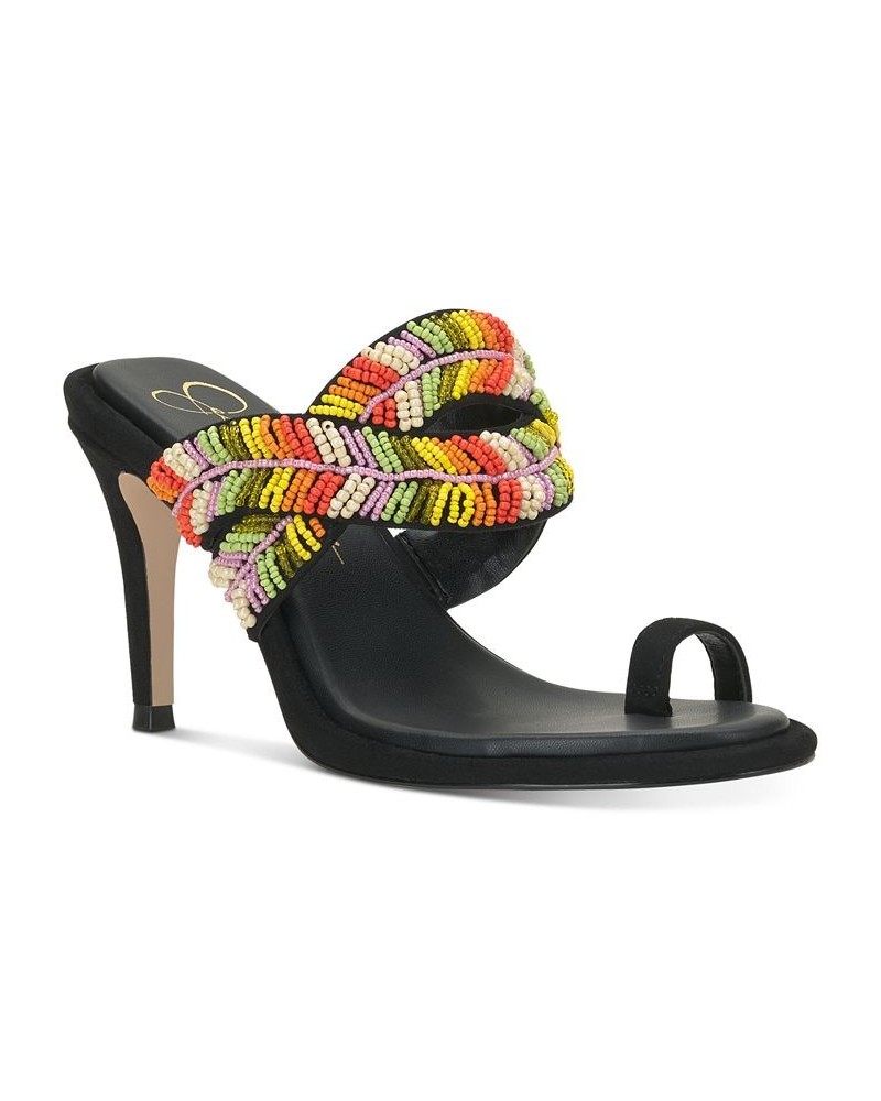 Women's Rixei Slip-On Toe-Ring Dress Sandals Black $39.24 Shoes